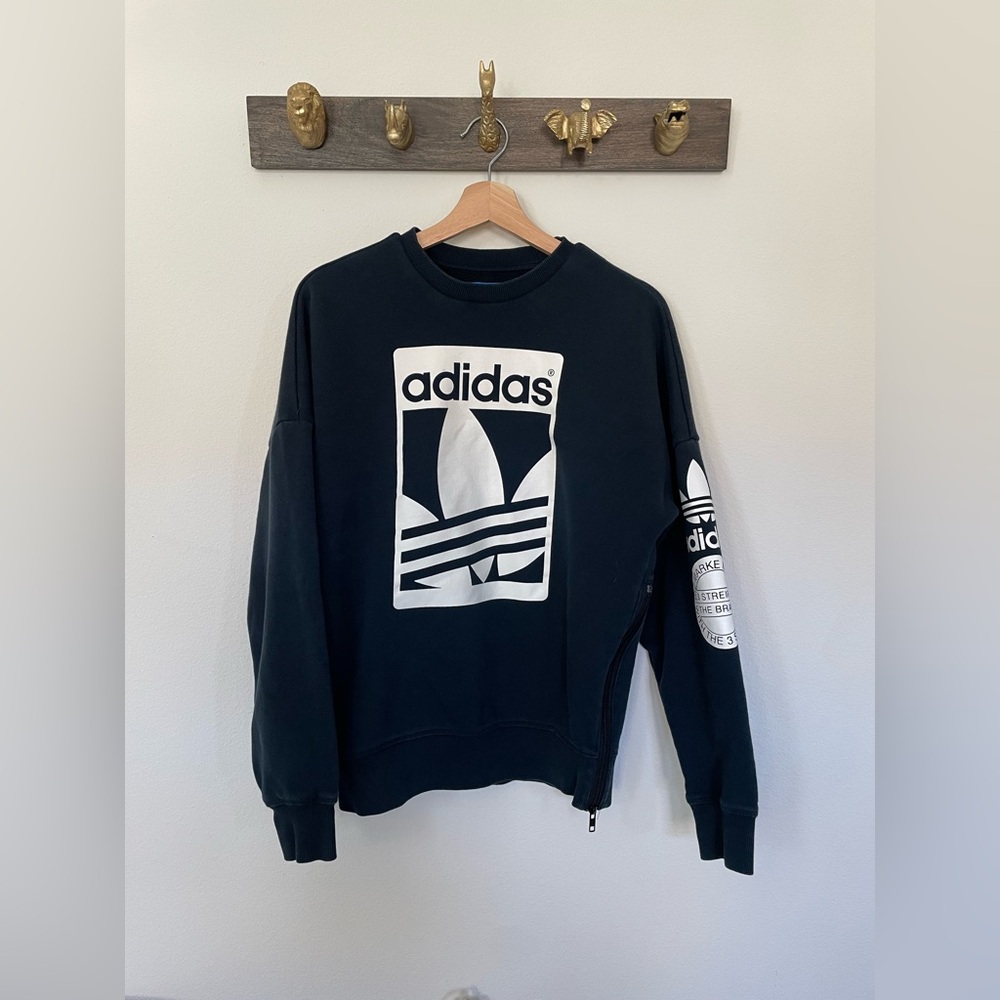 Adidas Crewneck Sweatshirt with Side Zipper Detail